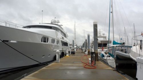 The Mega Dock -- Memsahib is lost in the diminishing perspective way down at the end.